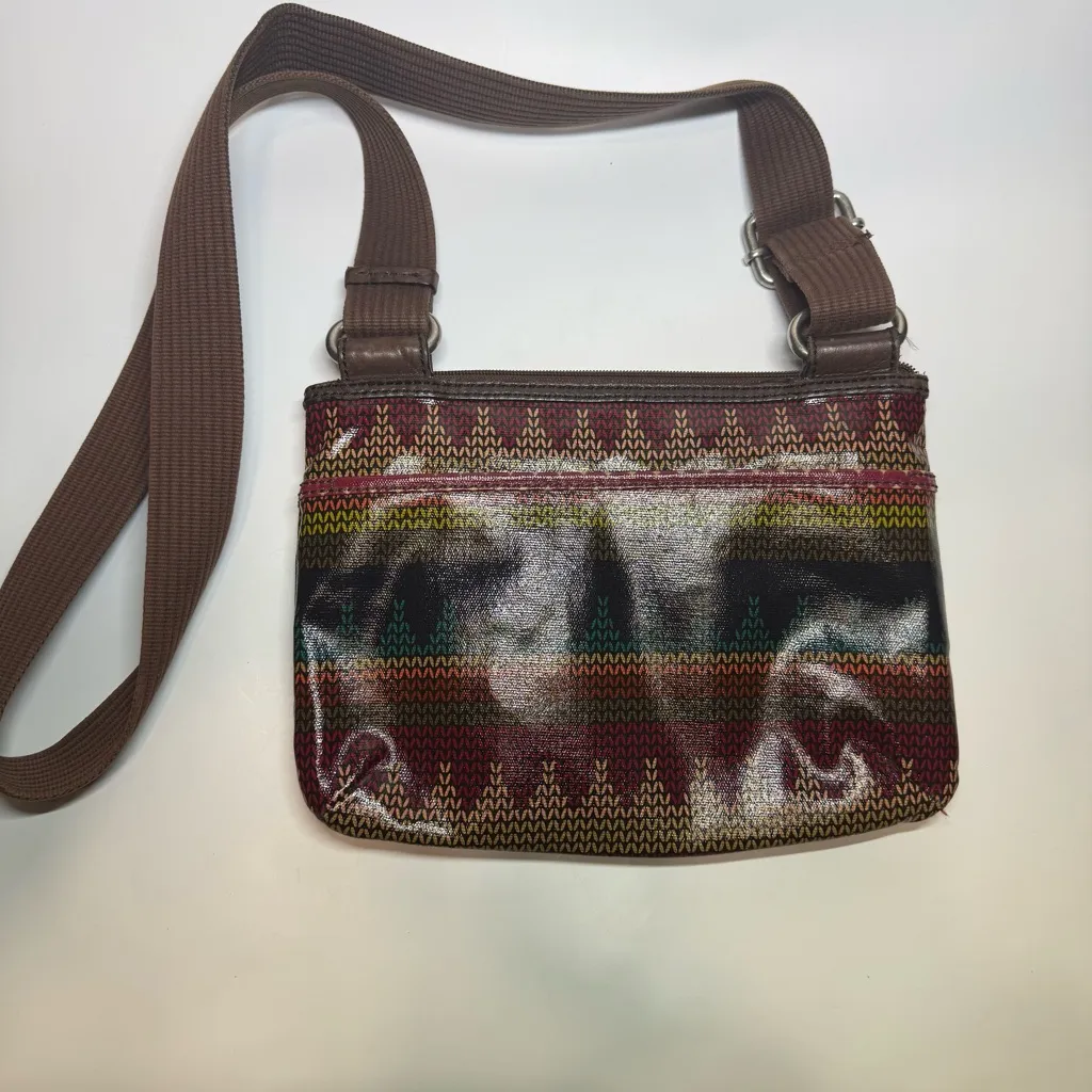 Vintage Fossil Key-Per Coated Canvas Crossbody Bag - Image 2