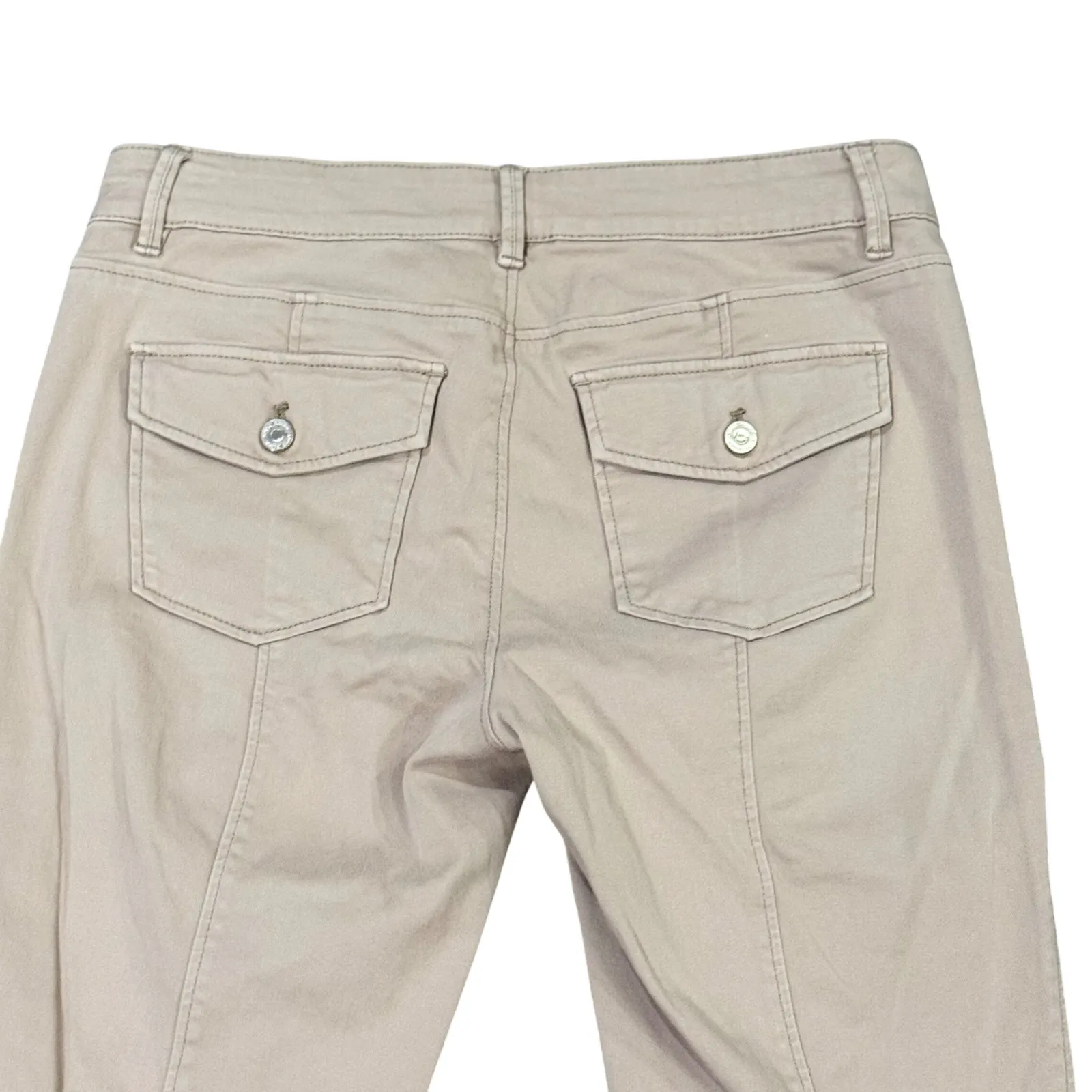 White House Black Market Skimmer Cargo Pants Beige Women's Size 6 Zippers Ankle - Image 5