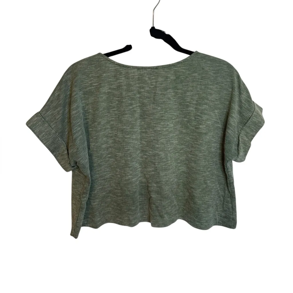 Anthropologie Saturday Sunday Green Cropped Ribbed Tee - Image 2