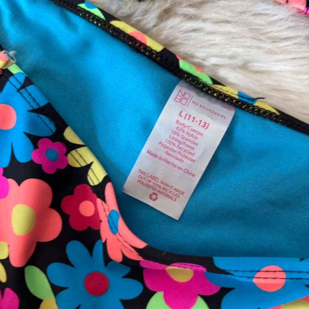 No Boundaries Black and Blue Floral Bikini Set - Image 2