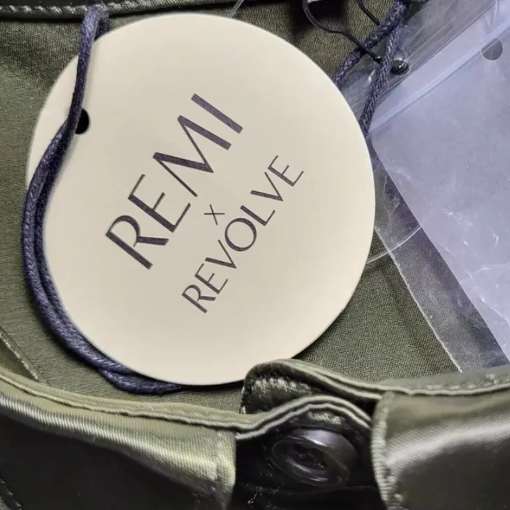 Remi X Revolve Women's Serena Button Up Satin Blouse Dark Green Oversized Sz S - Image 11