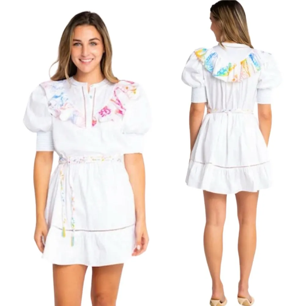 Alden Adair Kaiya Dress in Bright White / Pacific Trim Size S New in Packaging - Image 8