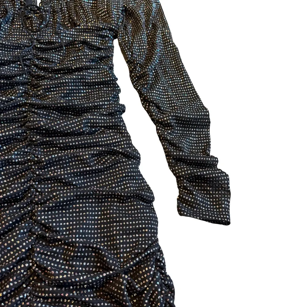 For Love & Lemons All That Glitters Black Bodycon Dress Sparkle Mini Size Small - Image 7