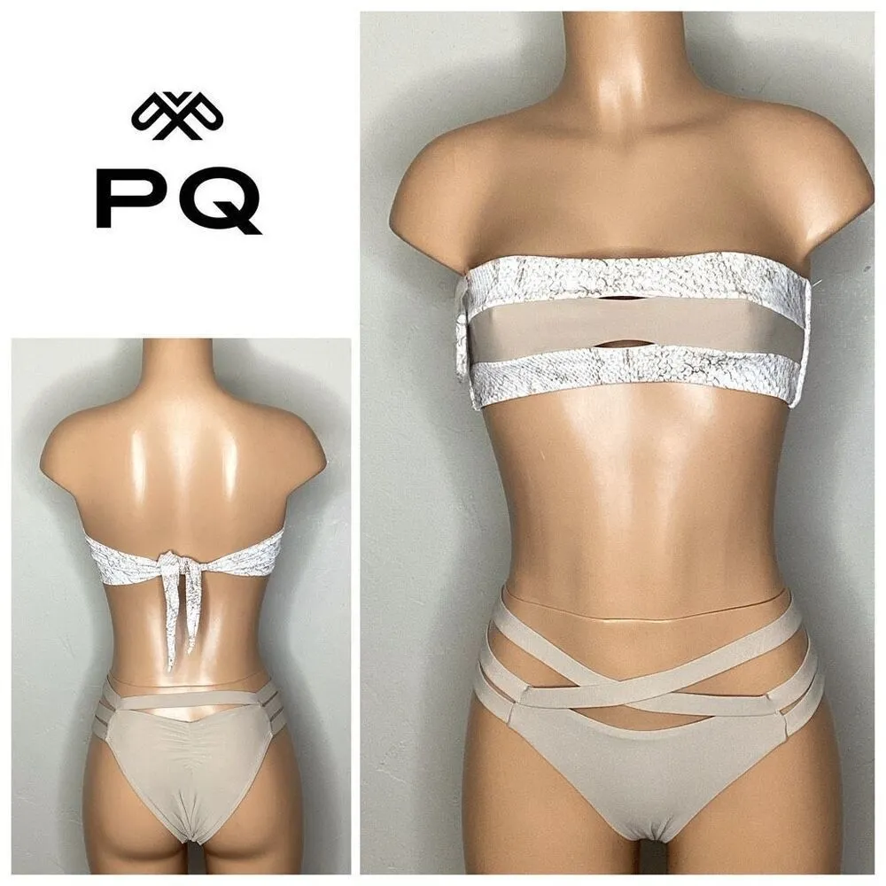 New. PQ taupe and bone bandeau bikini. M-top/S-bottom. Retails $168 - Image 2