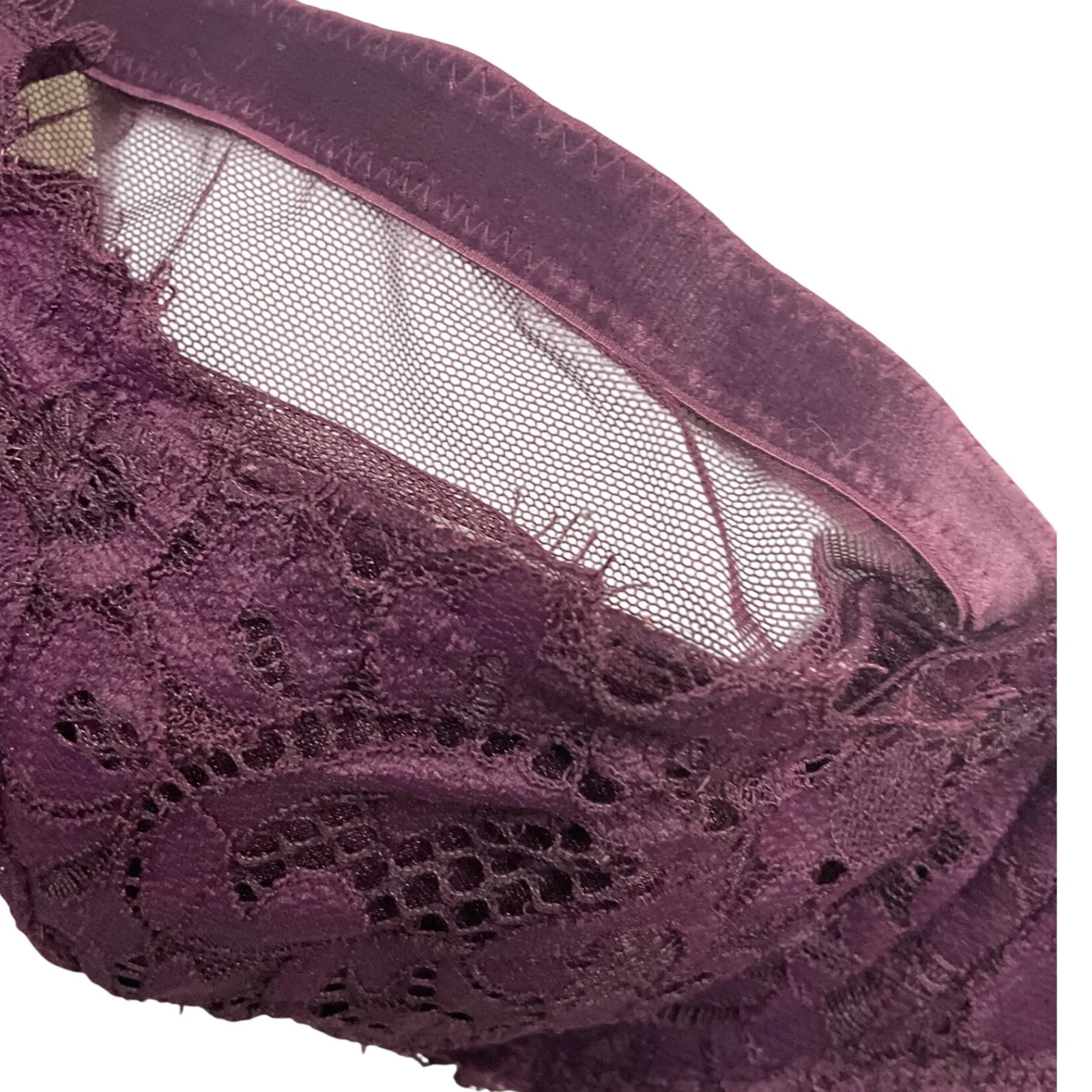 Cacique Laced Lightly Lined French Underwired Balconette Bra Purple Size 40DD - Image 2