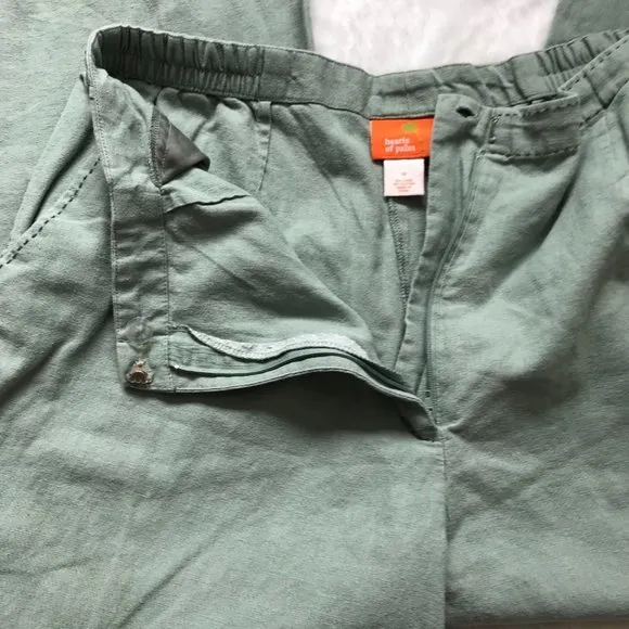 Hearts of Palm Women's‎ Sage Green Linen, Cotton Blend Wide Leg Culottes Size 12 - Image 7