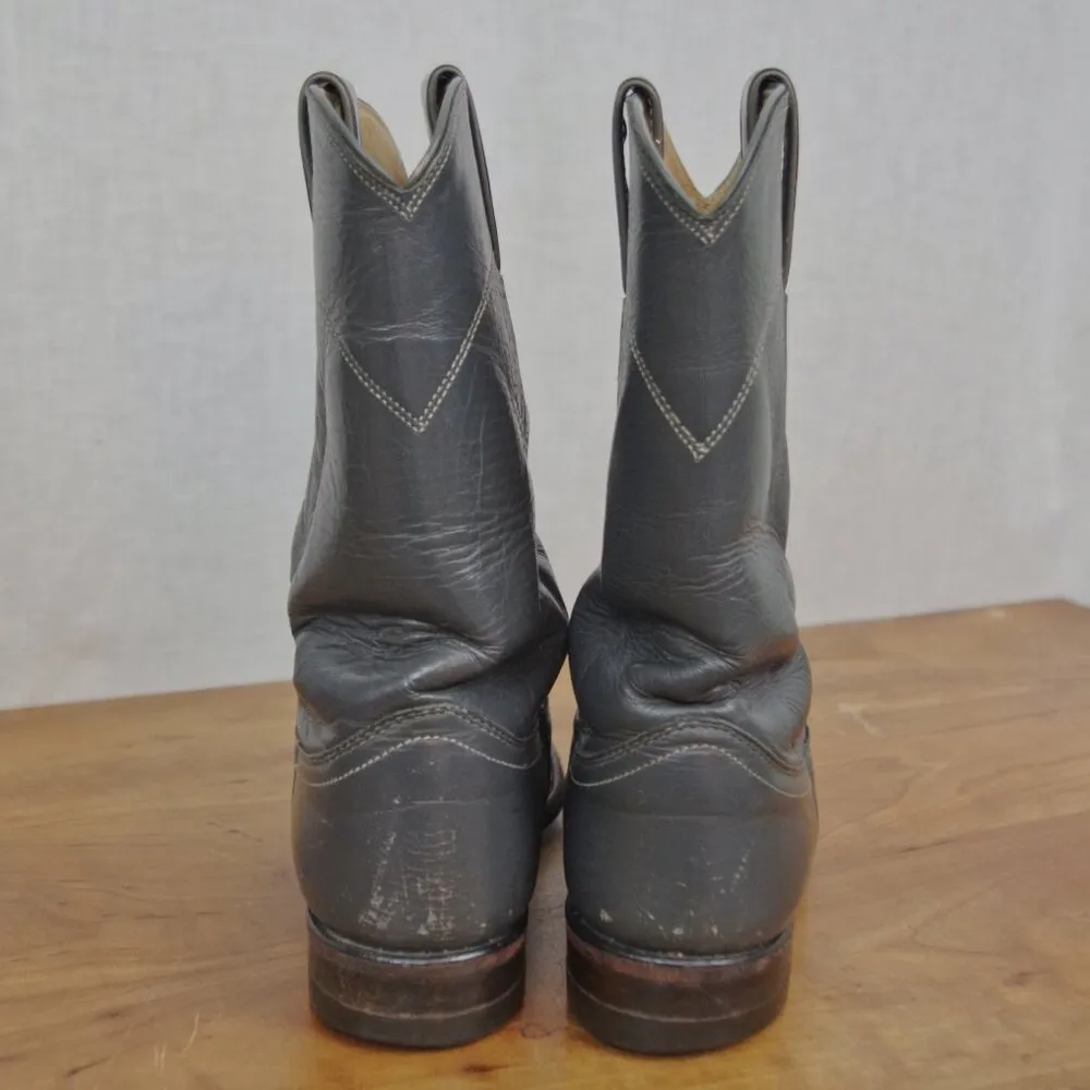 Justin Boots Justin Ladies' Vintage Grey leather Roper Boots Size 6B L3056 USA Made - Image 8