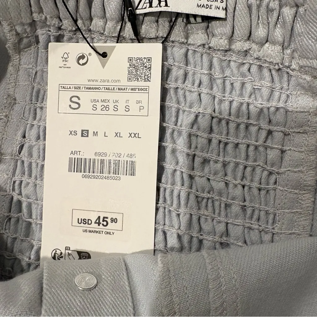 NWT ZARA Denim Crop Top Corset Bustier Subtle Sheen Sparkle Shimmer Silver, Sz S - Image 11