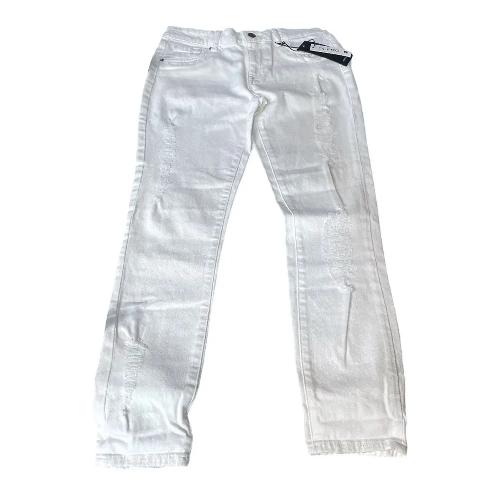 DL1961 Davis Skinny Boyfriend Distressed Jeans White Size 25 - Image 9