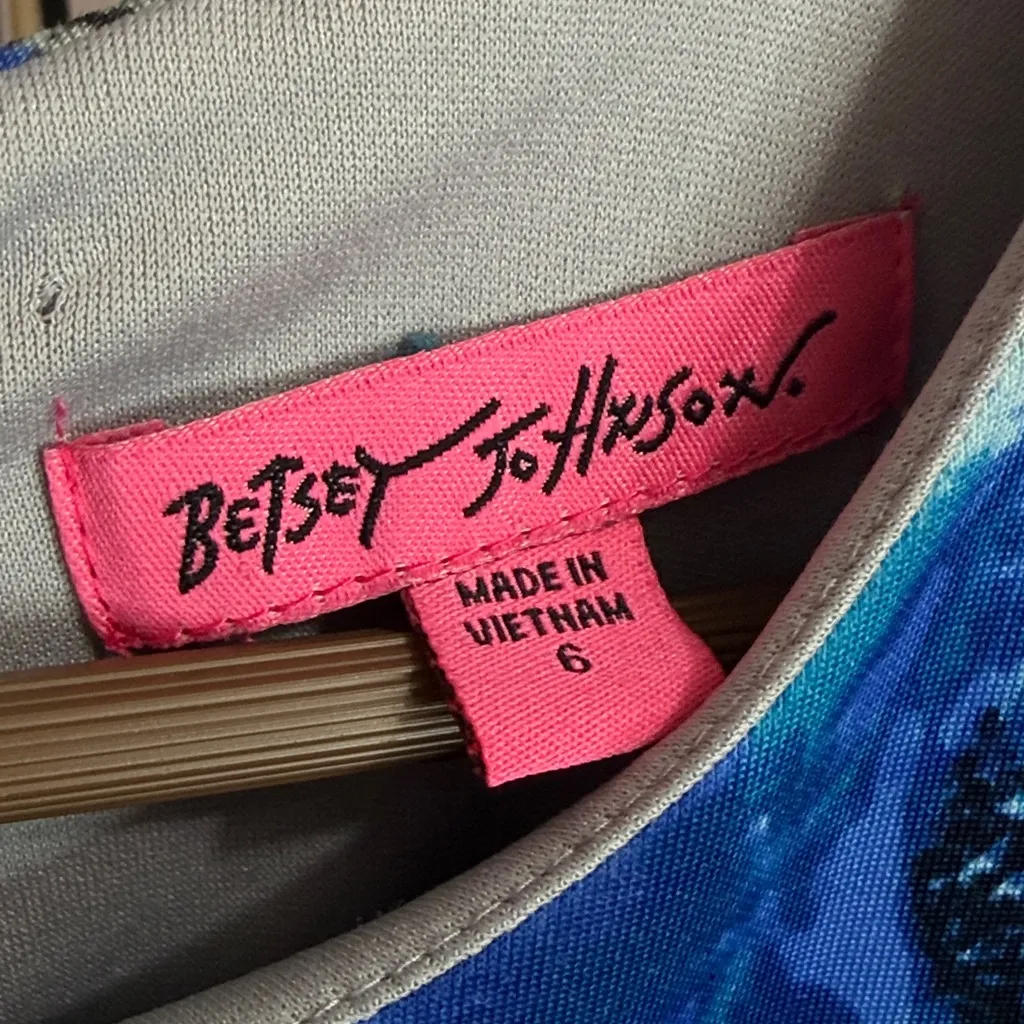 Betsey Johnson Womens Floral Gray Blue Mini Fit & Flare Dress. Size 6 - Image 5