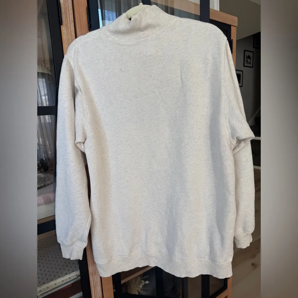 Aerie mock neck colorado pullover sweater applique parke rib oatmeak heather - Image 5