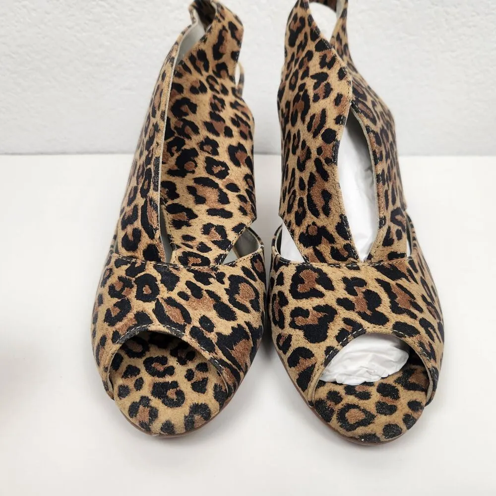 Eric Michael Peru Heel in Leopard Print Leather Suede Size 41 US 9.5-10 Peep Toe - Image 6