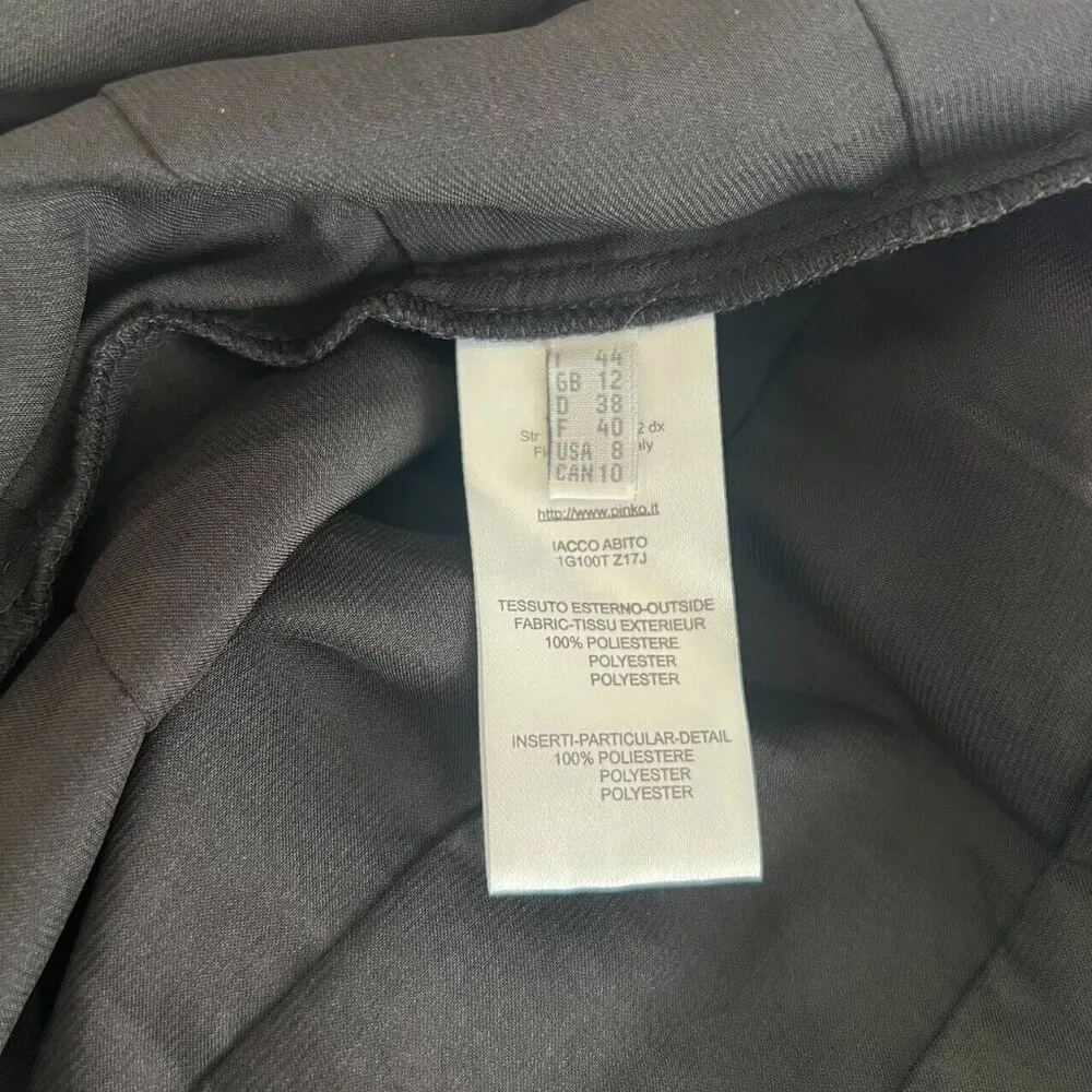 NWOT Pinko Womens Black Rhinestone Beaded Satin Midi Dress Size 8 - Image 10