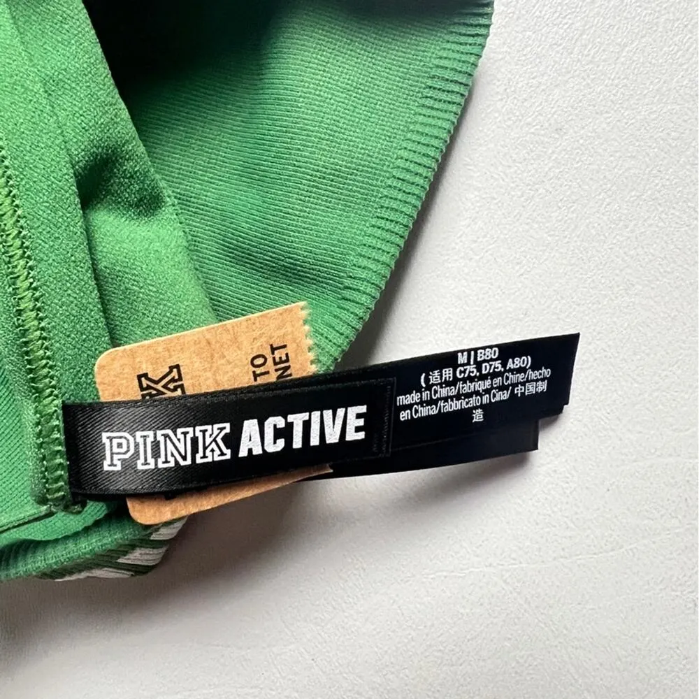 Victoria's Secret PINK Women's Active Logo Adjustable Strap Sporty Bra Sz M Green Size M - Image 12