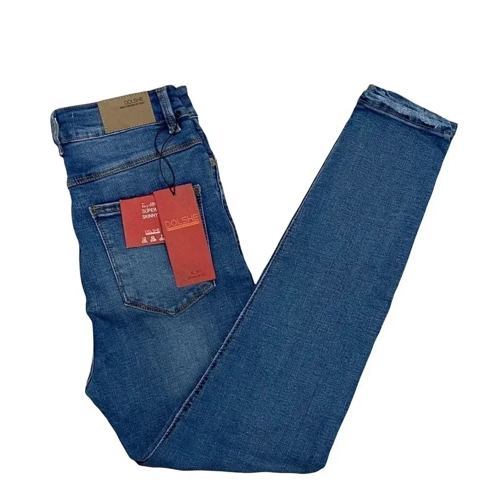 Colombian Jeans High Waisted Button fly Skinny Stretch Denim Women’s Size 5 Blue - Image 2