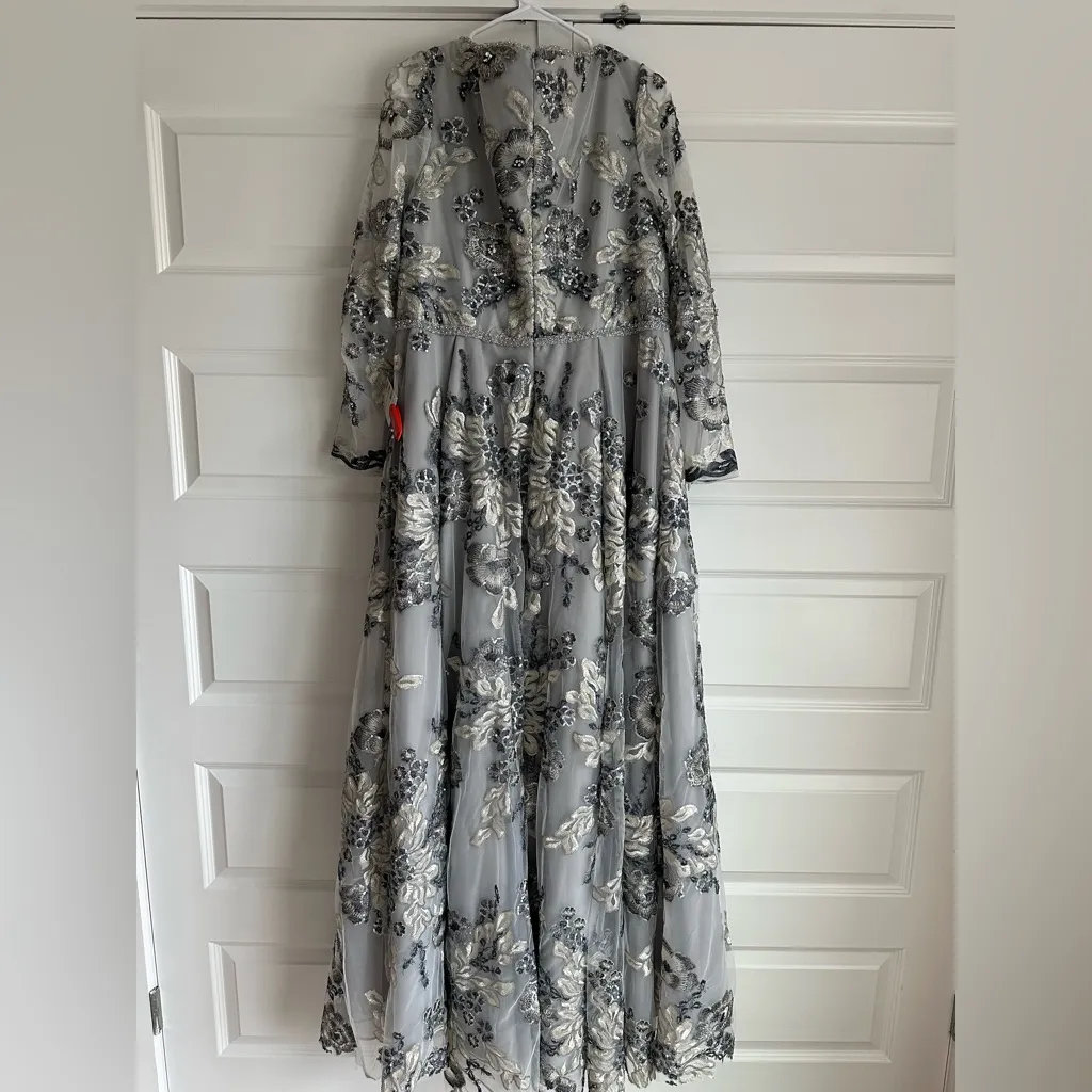 Mac Duggal Floral Embellished Illusion Sleeve Embroidered A-Line Gown- NWT - Image 11