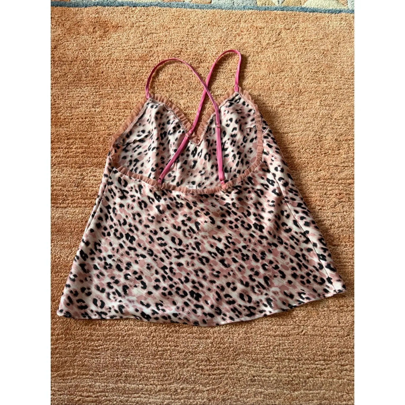 Victoria’s Secret Leopard Print Cami Top Size S Pink Ruffle Trim - Image 3