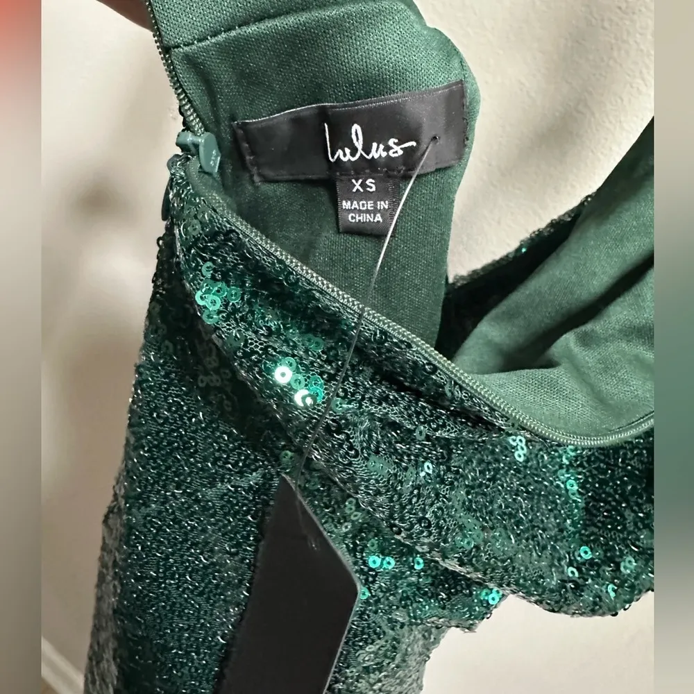 NEW Lulus Hilaria Emerald Green Sequin Bodycon Mini Dress Women’s XS Glitz Glam - Image 11