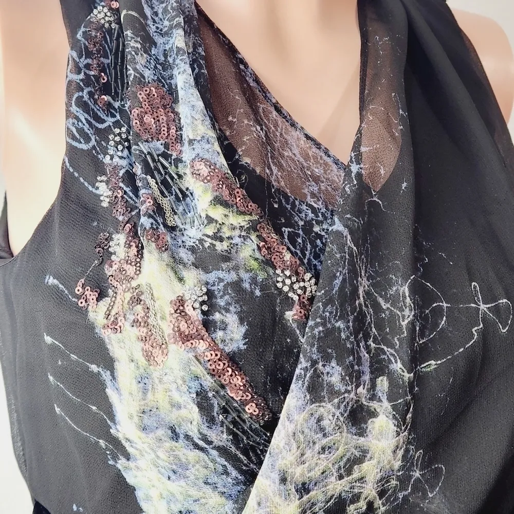 SIMPLY Vera Vera Wang Black Mock Wrap Party Dress W/ Uneven Hem Size: X-Small - Image 8