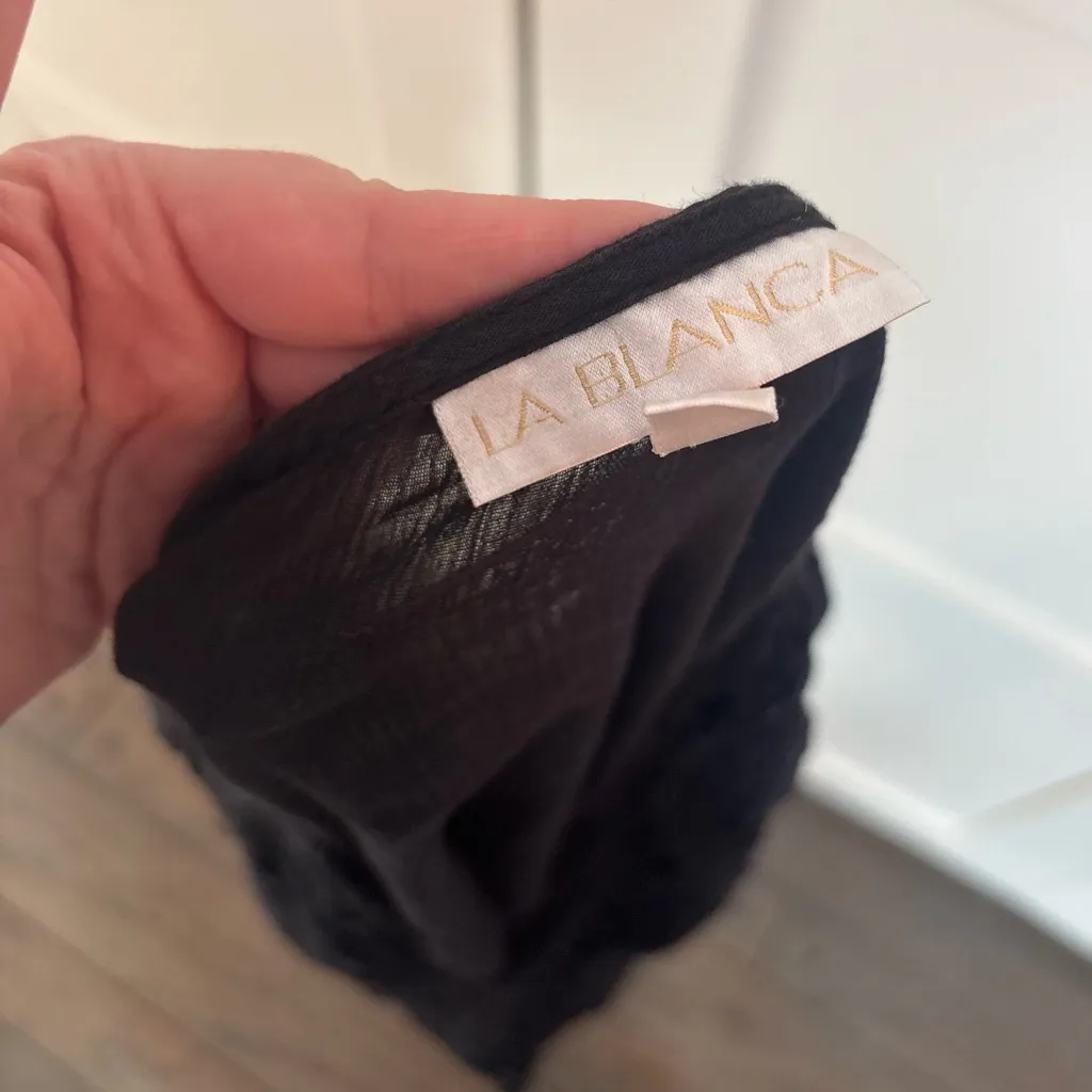 La Blanca Island Fare V Neck Tunic Black Cover-Up Swim Size Small - Image 5