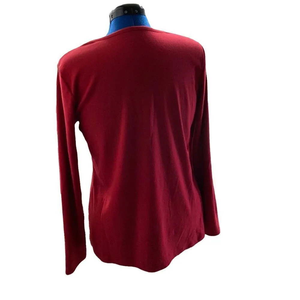 FASHION BUG, Women’s Large Red Top,New With Tags,V-neckline with buttons & loops - Image 2