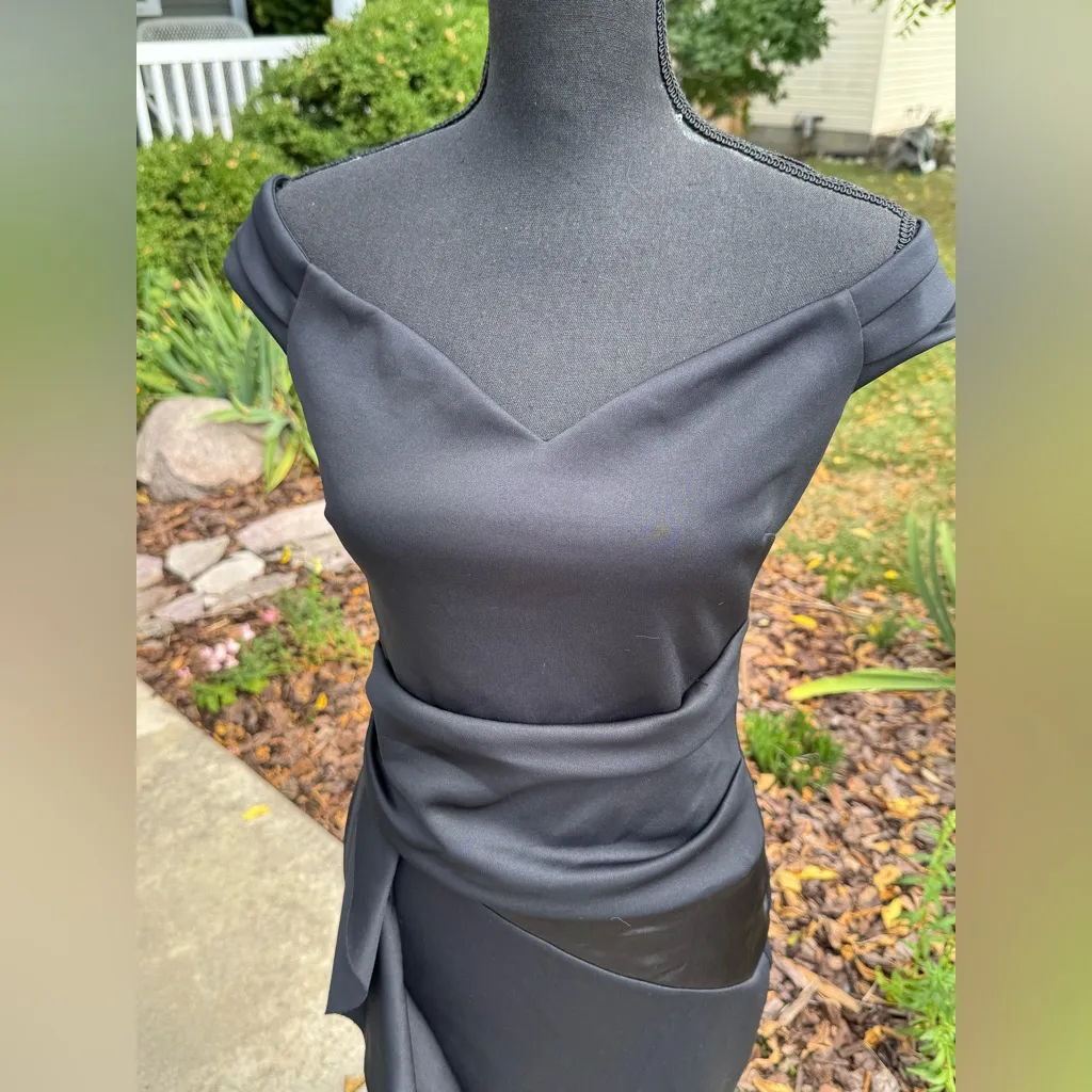 Lipsy Black Asymmetrical Ruffle Skirt off shoulder dress Size 8 - Image 2