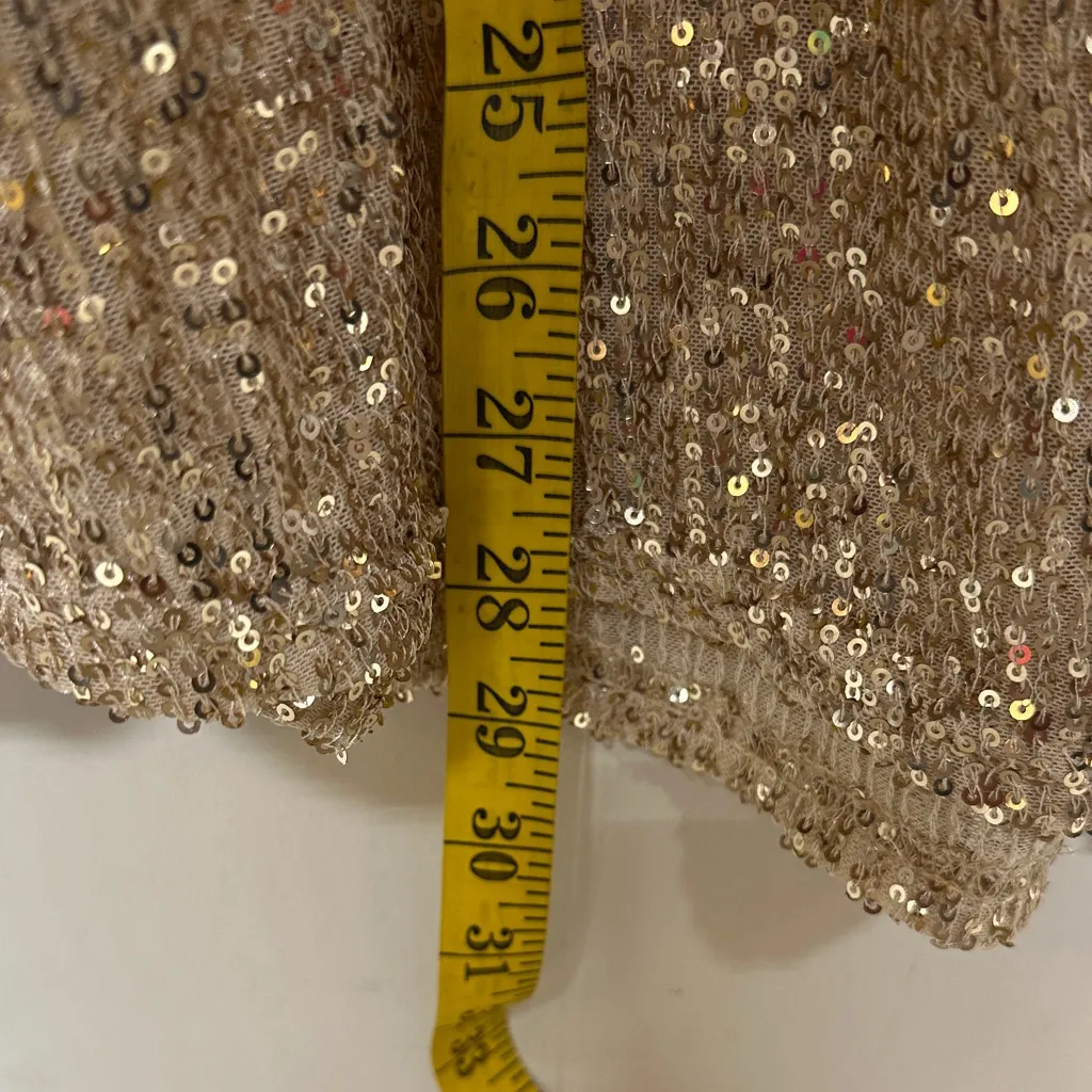 POL Glittering Sequin Shirt in Gold - Image 4