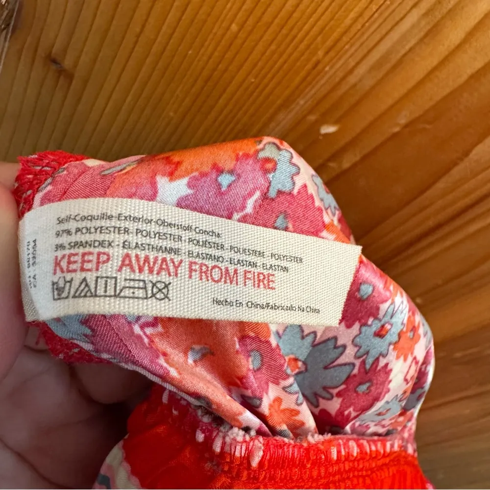 Free People Red and Blue Floral Pajama Shorts Size Large - Image 5