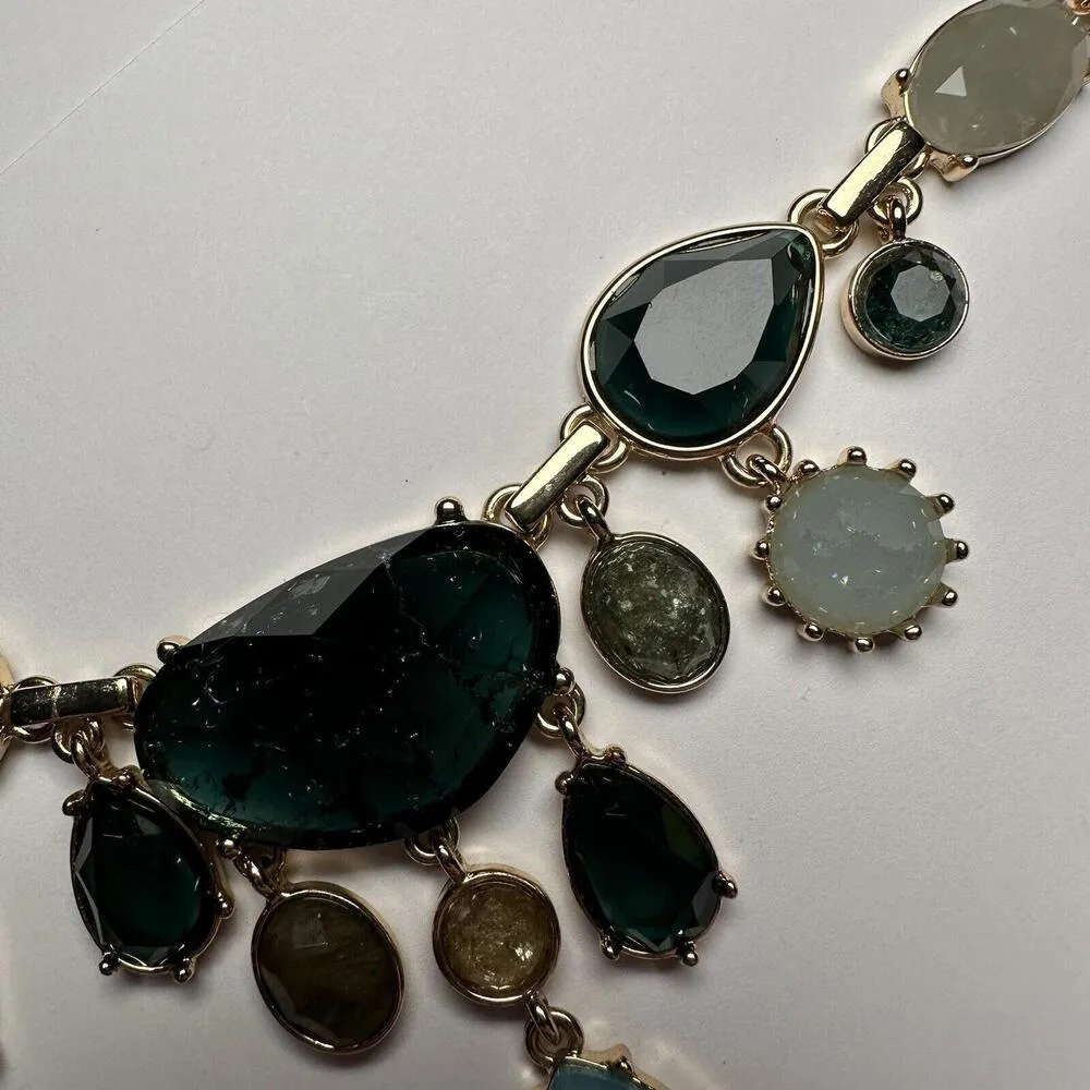 J. Crew Gold Tone Blue Green & Neutrals Necklace Adjustable Length - Image 7