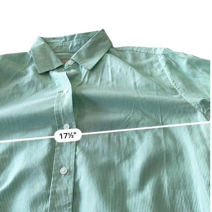 Everlane The Relaxed Fit Oxford Shirt Women New Green Pinstripe Button size 00 - Image 7