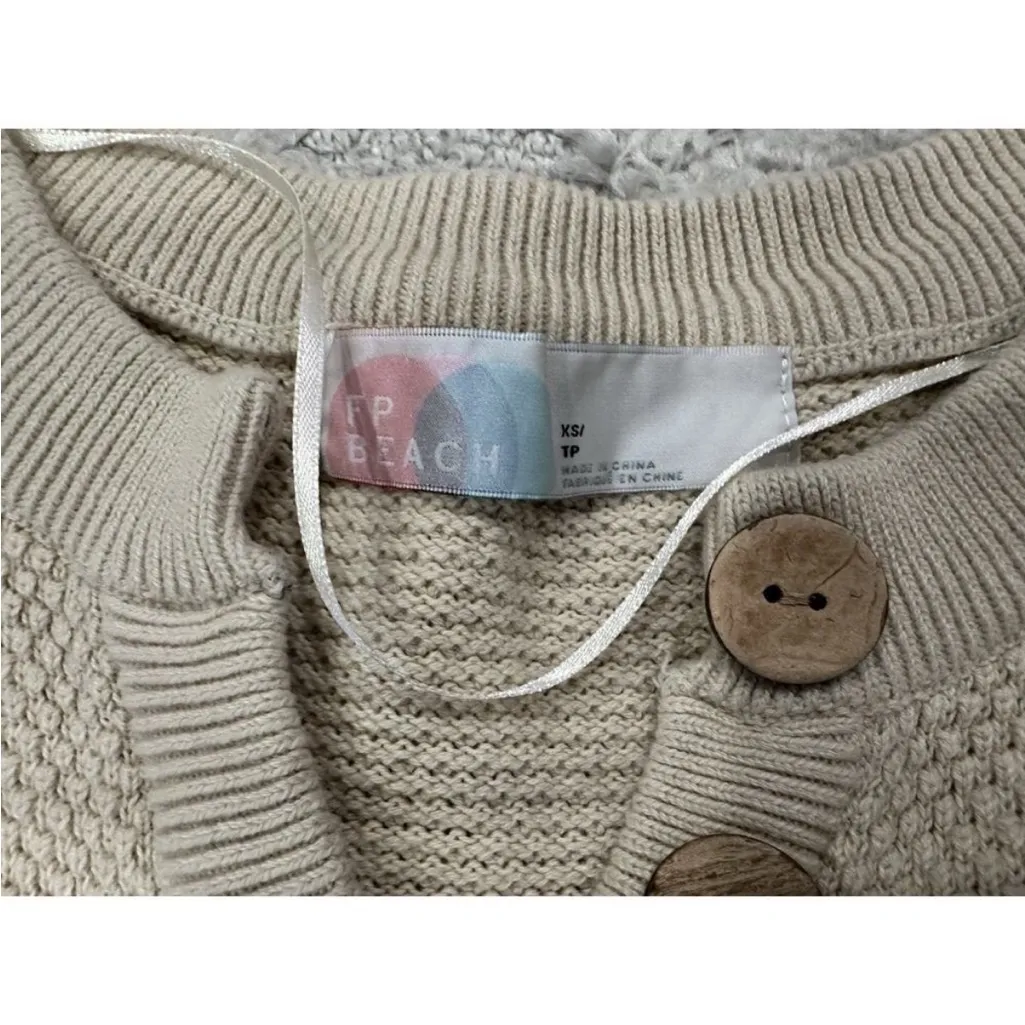 Free People Hailee Long Sleeve Cotton Sweater Dress XS Tan - Image 5