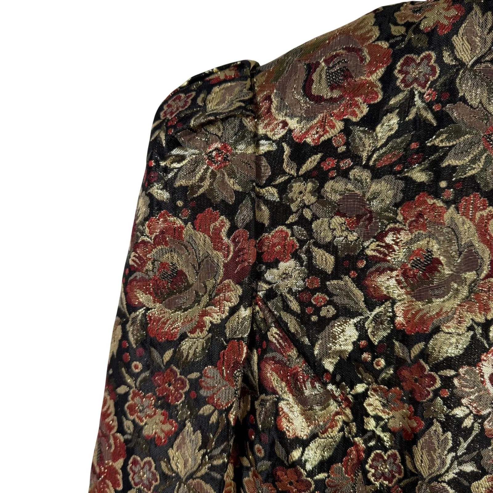 Vtg Scott McClintock Sport Metallic Floral Brocade Jacket Blazer Made in USA M Gold Size M - Image 4
