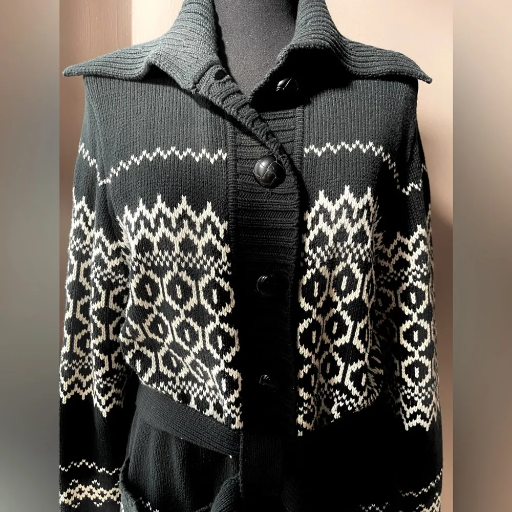 Liz Claiborne Sweater Cardigan in Black Cream - Image 2