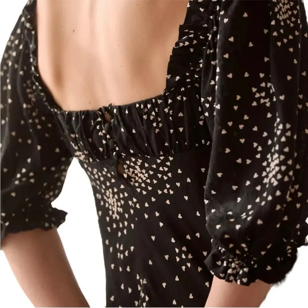 ANTHROPOLOGIE black and white mini heart print dress size small - Image 5