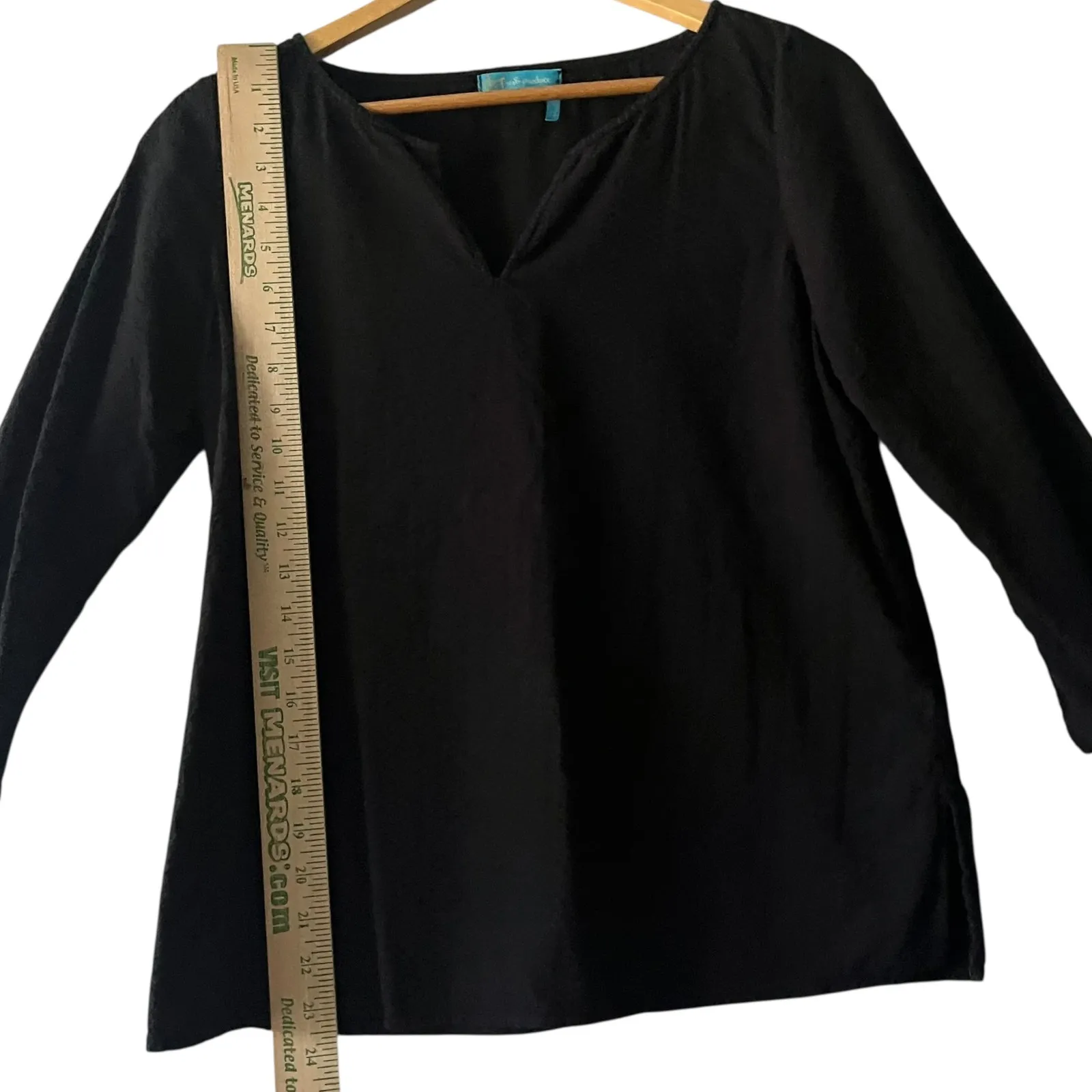 Fresh Produce Black Tunic Top Size S Cotton V Neck Long Sleeve Casual‎ - Image 6
