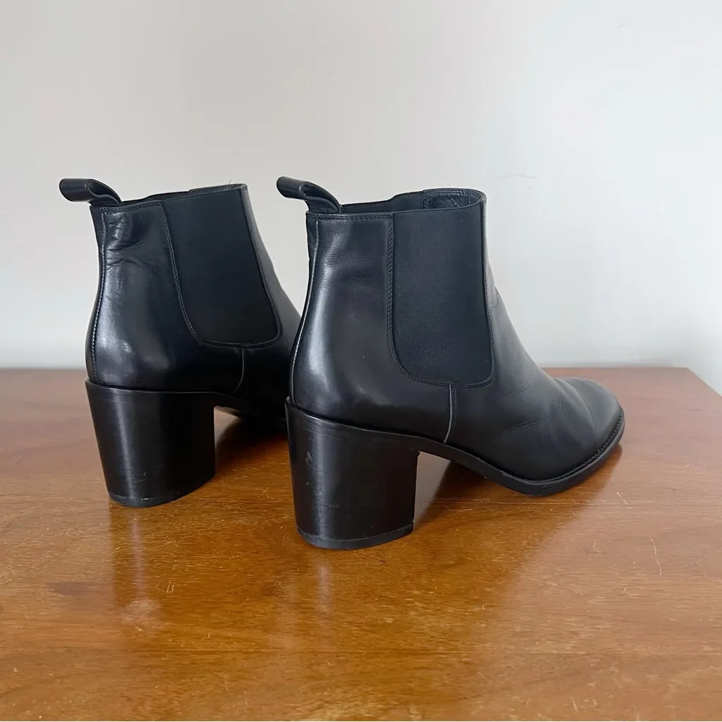 Jenni Kayne • Leather Heeled Chelsea boot ankle bootie black Nappa stacked 41 Size 10 - Image 7