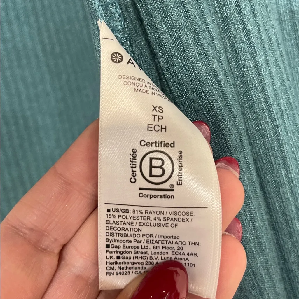 ATHLETA HARMONY POSE WRAP CARDIGAN SWEATER RIBBED TEAL XS - Image 7