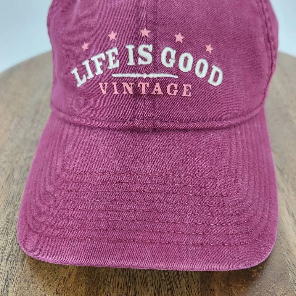 Life is Good Burgundy Vintage Style Baseball Cap One Size Oxblood Baseball Cap - Image 2