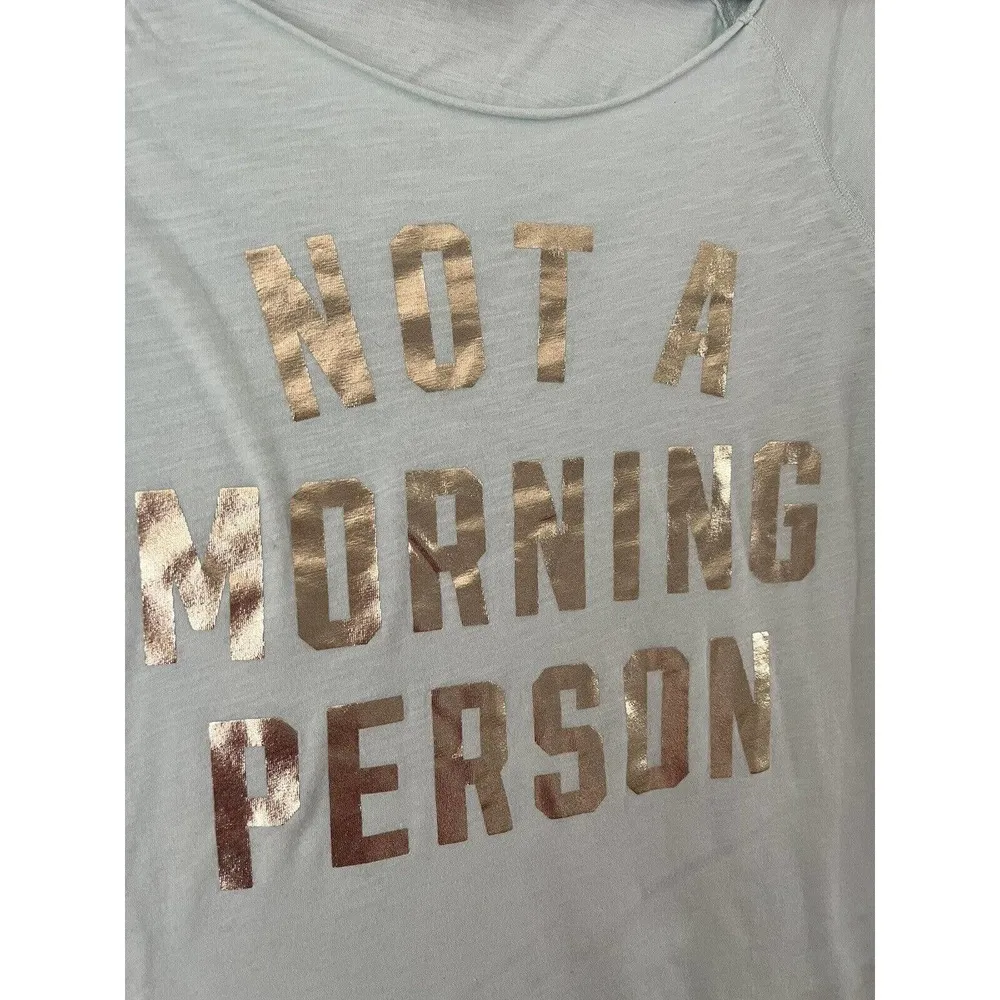 PINK Victoria Secret I Don’t Do Mornings Sleepwear Raglan T-Shirt Size XS - Image 3