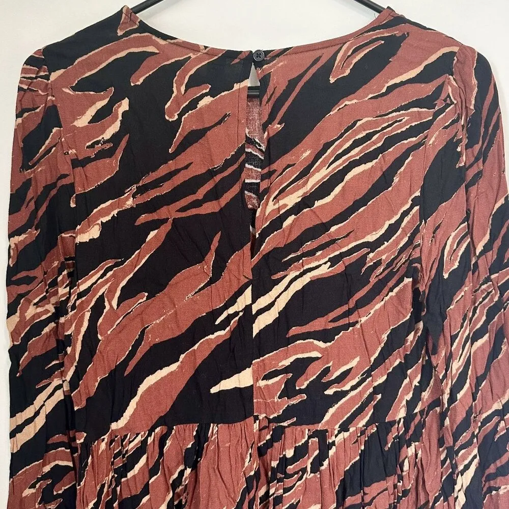 NWT BP by Nordstrom Brown and Black Tiger Stripe Long Sleeve Mini Dress - S - Image 7