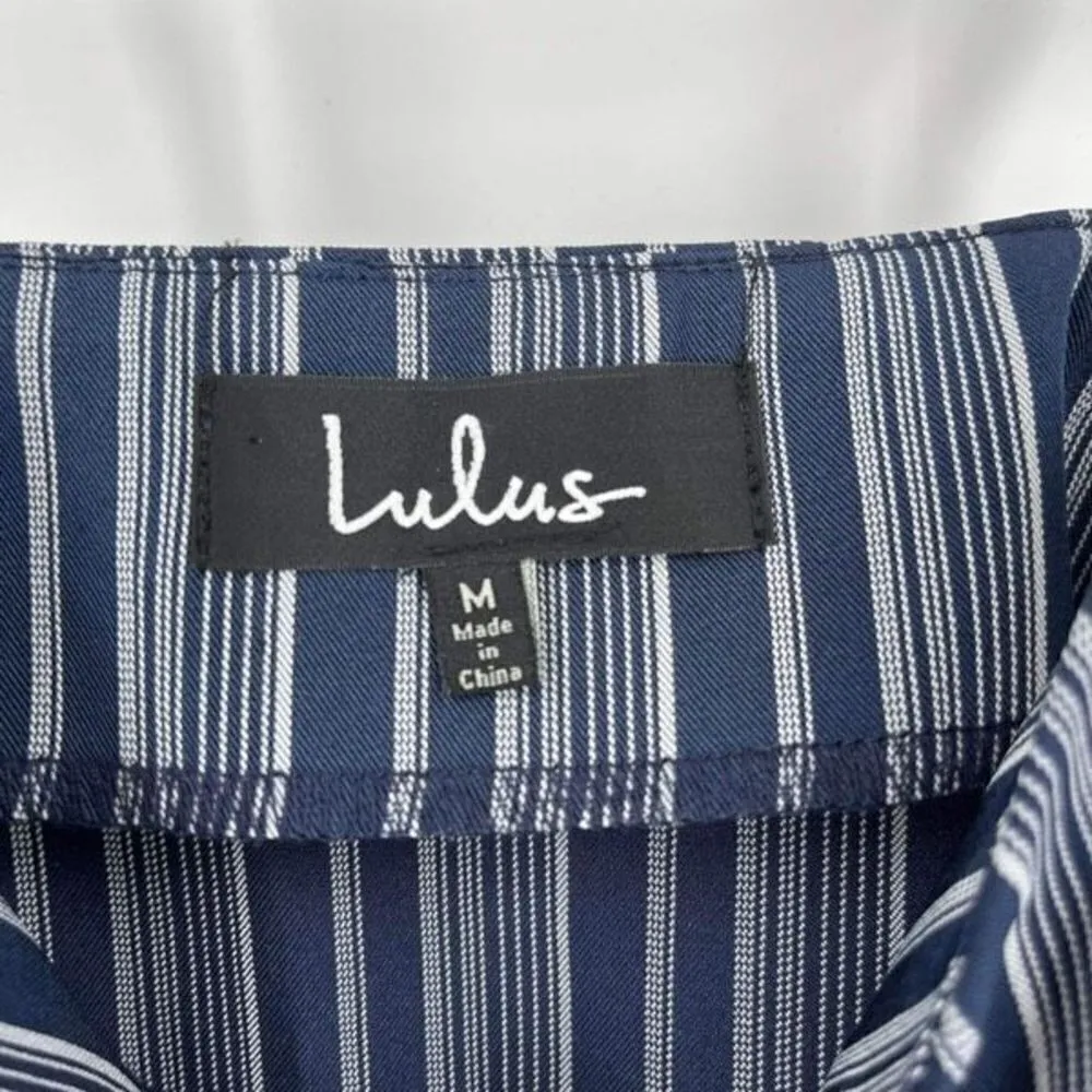 Lulu’s Emina‎ Navy Blue Striped Button-Front Mini Dress  Medium Sundress - Image 9