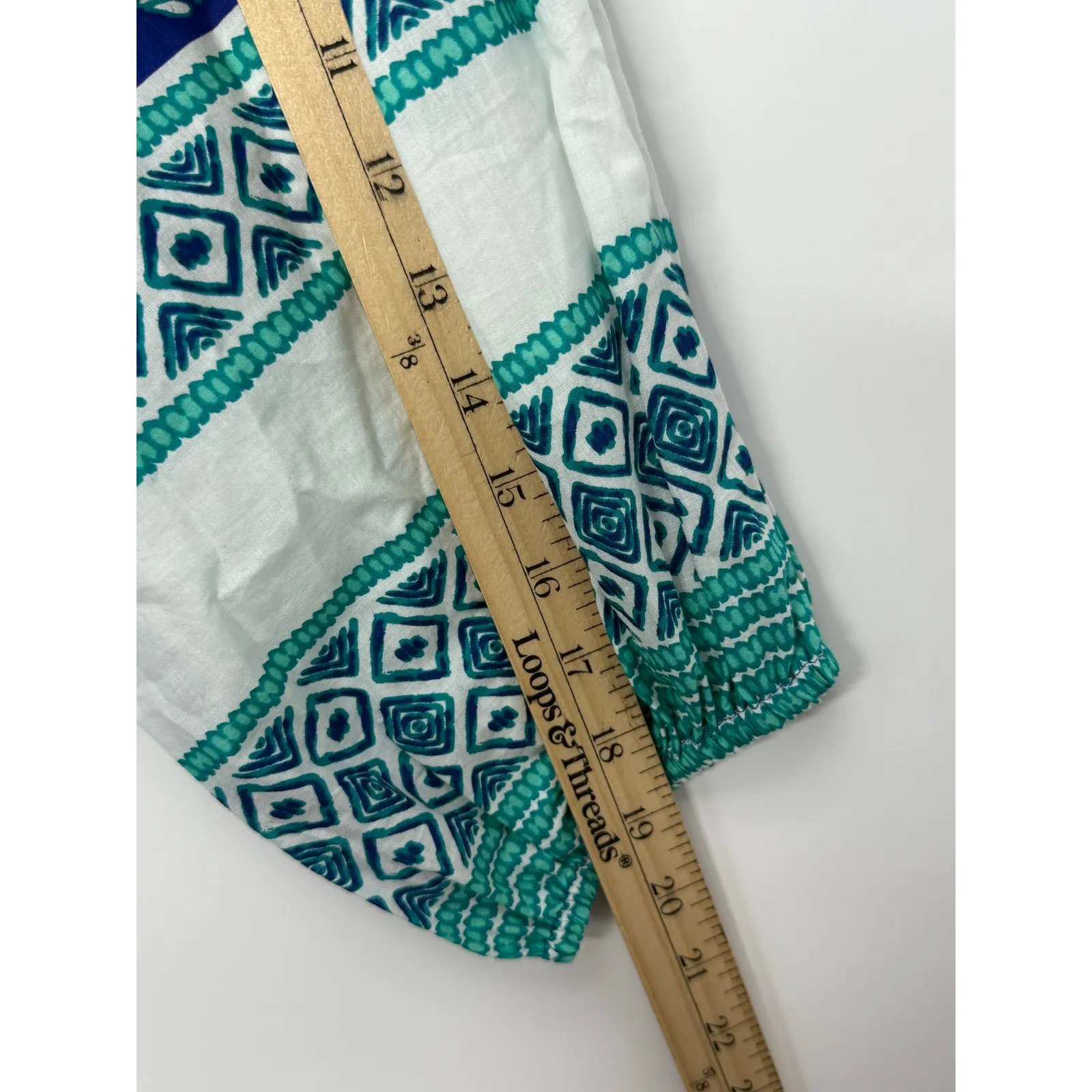 Hatley Blue Boho Midi Maxi Dress Flowy Tiered Tassle Size S Cottage Prairie - Image 7