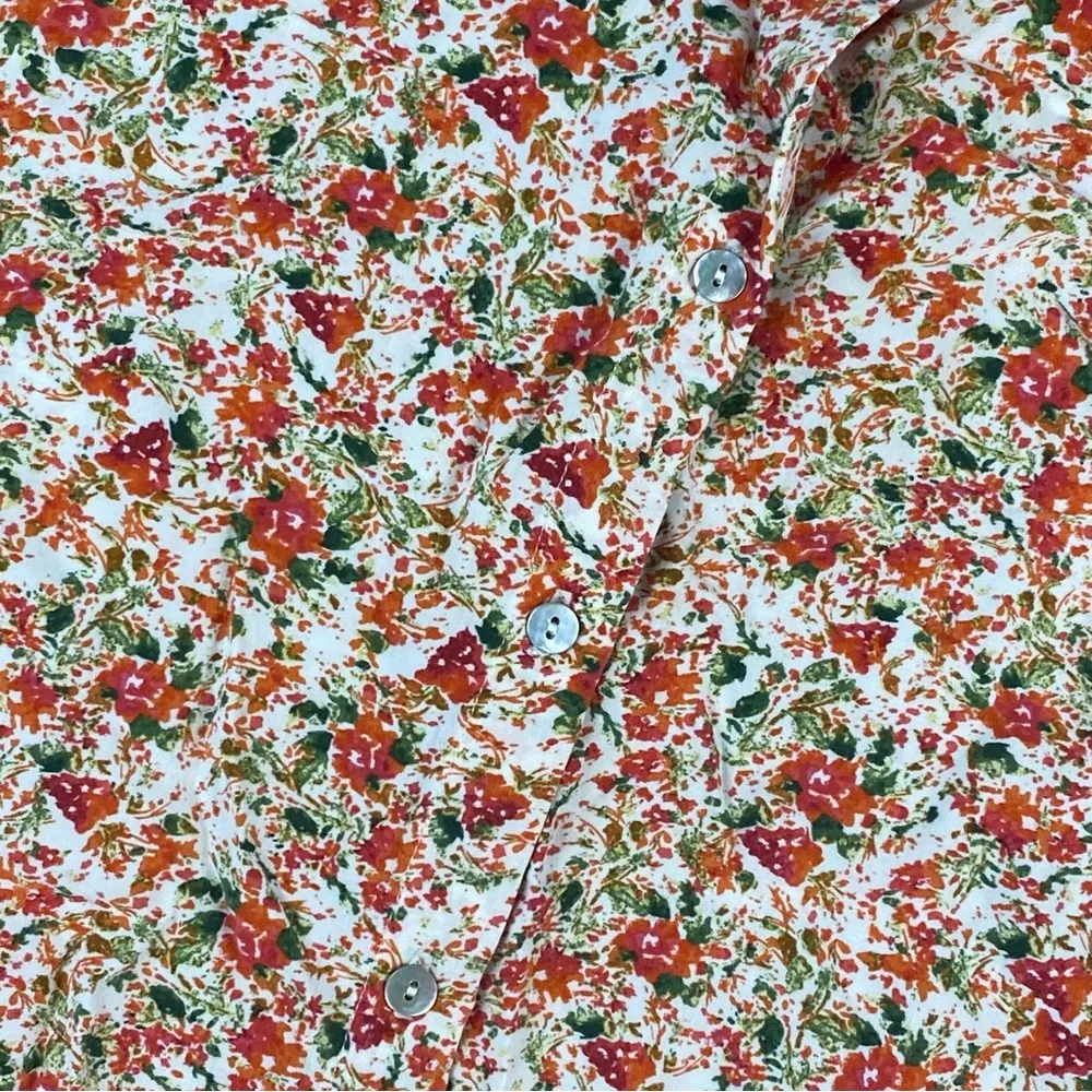 J Jill Shirt Women L Colorful Button Front 100%  Rayon Long Sleeve Cottagecore - Image 3