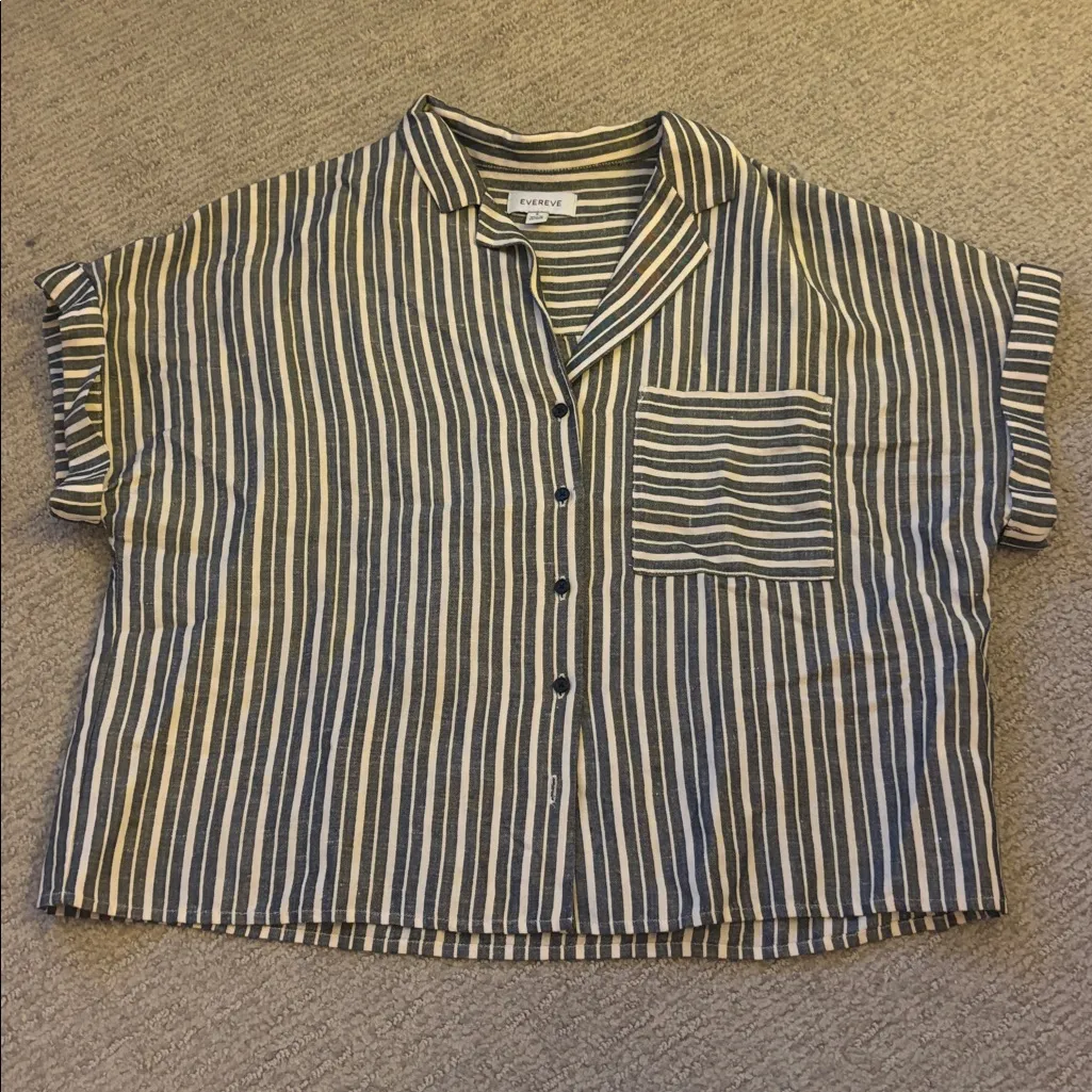 Evereve Blue/Gray Striped Womens Shirt - Image 2
