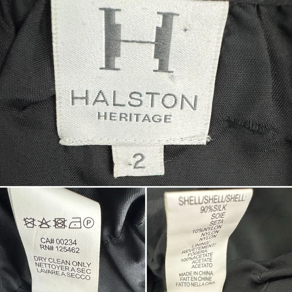 Halston Heritage metallic silk romantic ruffle poets blouse black size 2 - Image 5