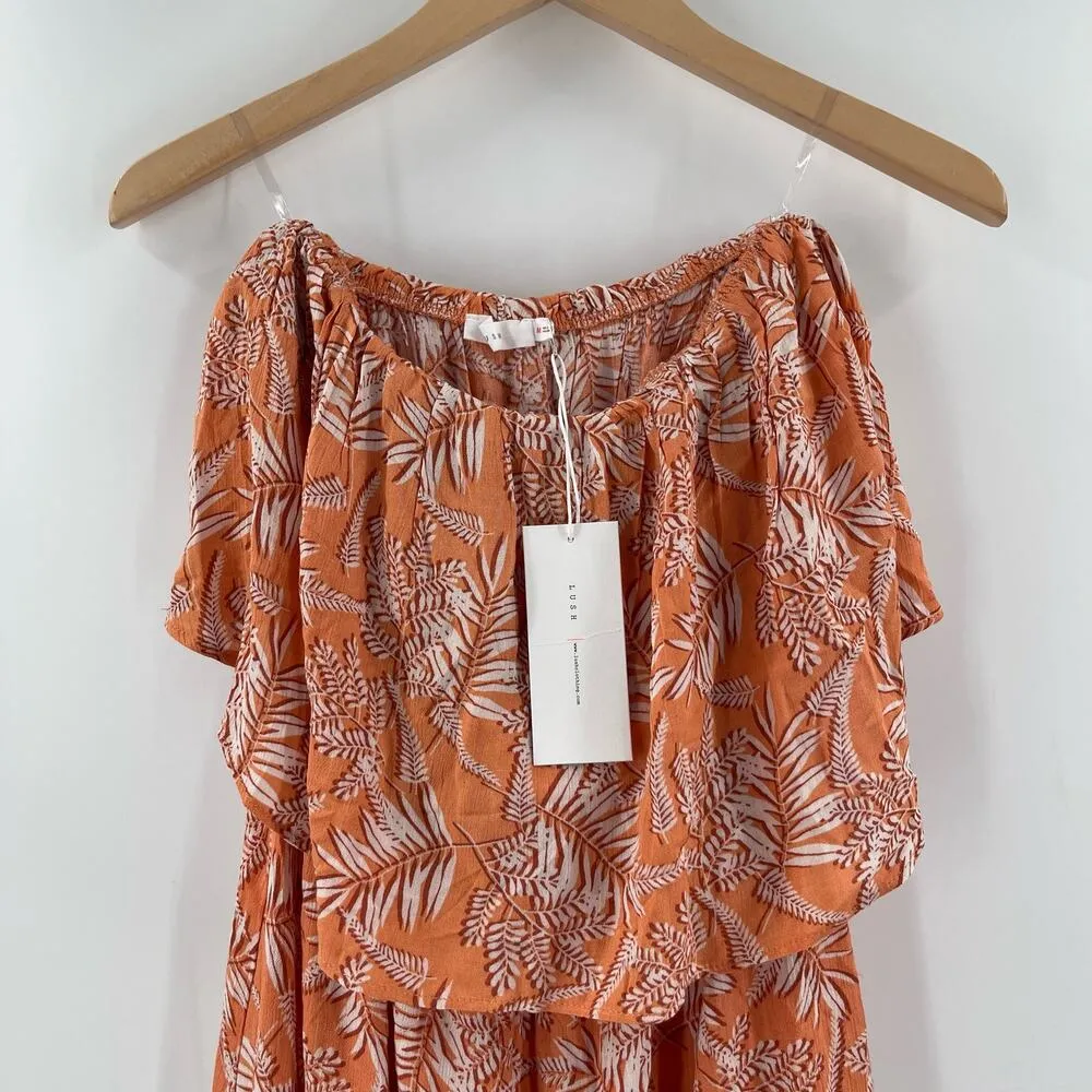 LUSH Dress Strapless Size Medium Maxi Ruffle Tiered Boutique Tropical Beach NWT - Image 8