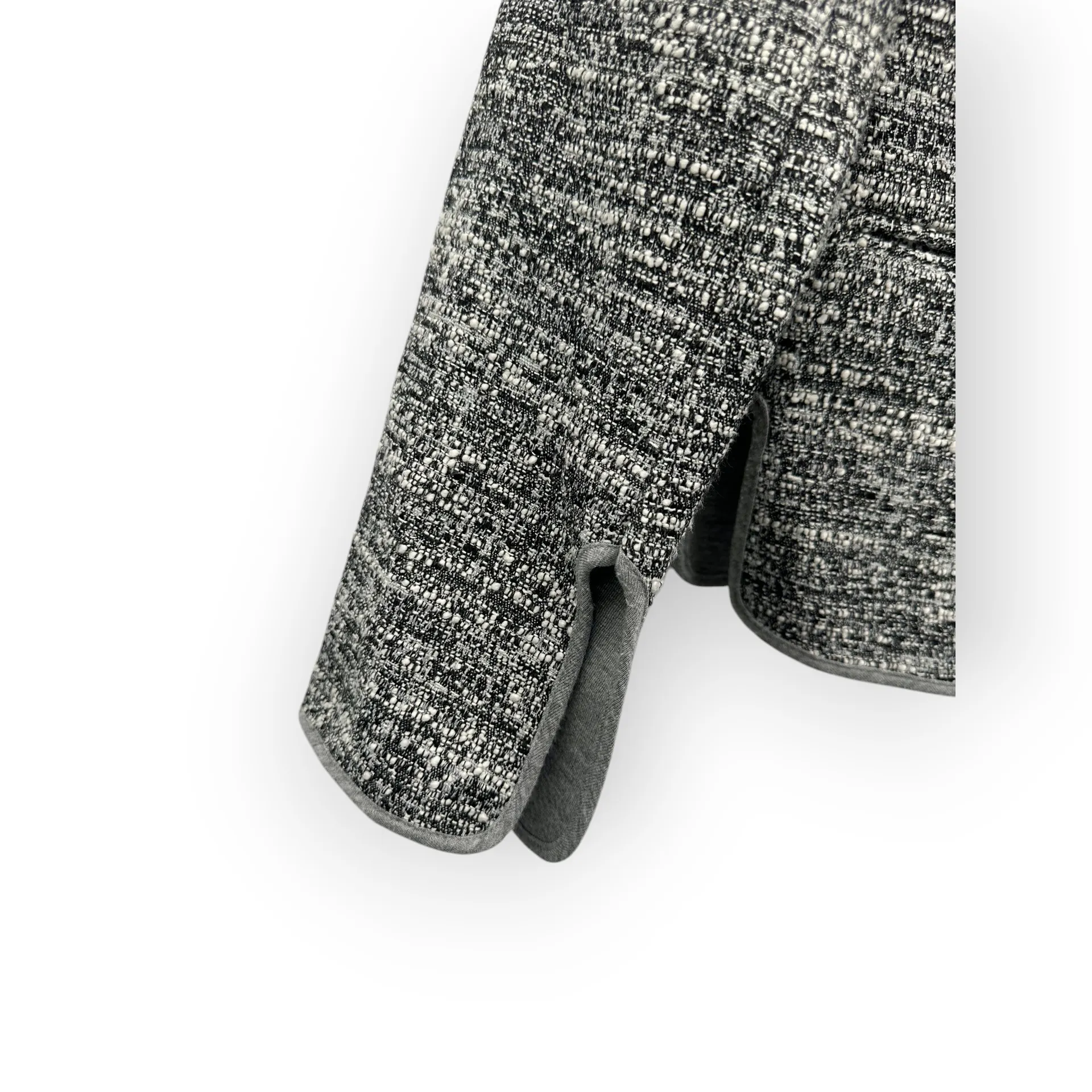 Theory Binding Jkt Parker Tweed B Grey Textured Collarless Blazer 00 - Image 9