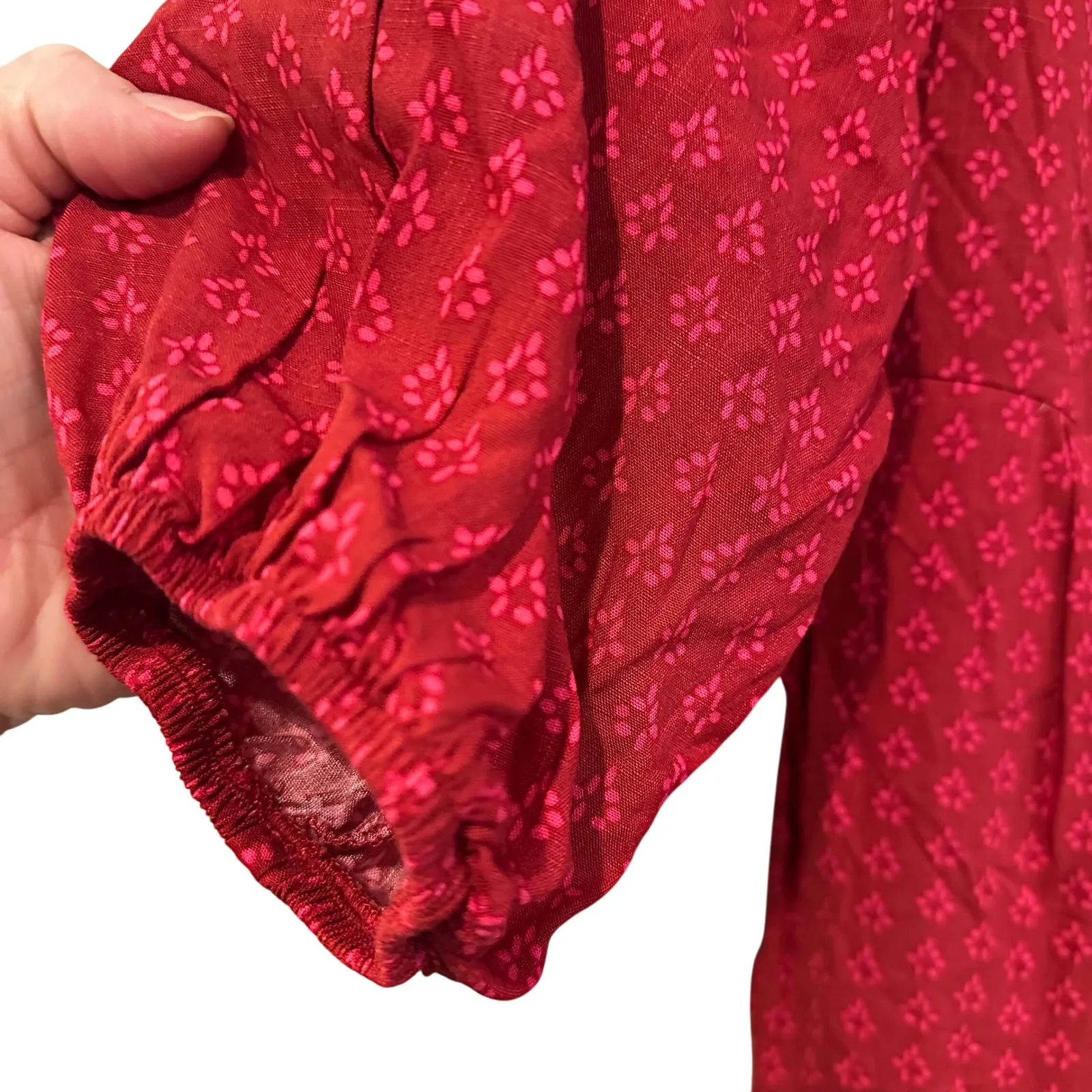 Knox Rose Floral Prairie Jumpsuit Women's Small Red Hippie Boho Casual Retro Y2K - Image 9