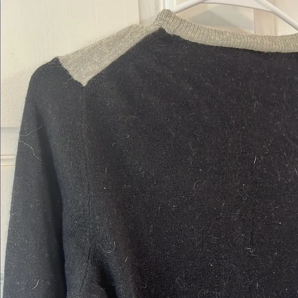 J. Crew Gray and Black Crew Neck Wool Blend Sweater with Bow Pattern - Size S - Image 13