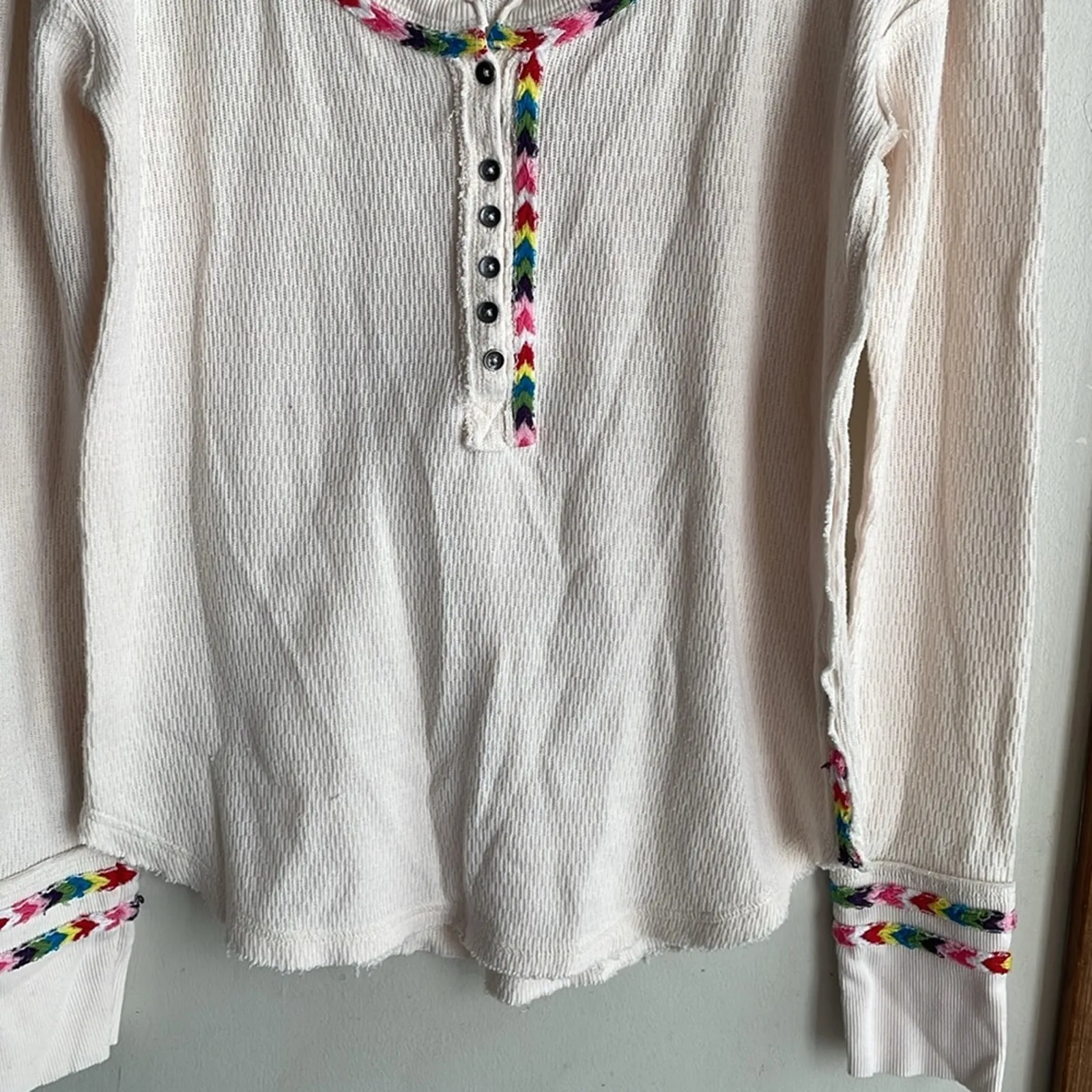 Free People Rainbow Thermal Top in Ivory - Image 7